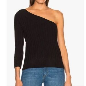 Frame Cable Knit One Shoulder Women’s Sweater in Black Women’s Size X-Large